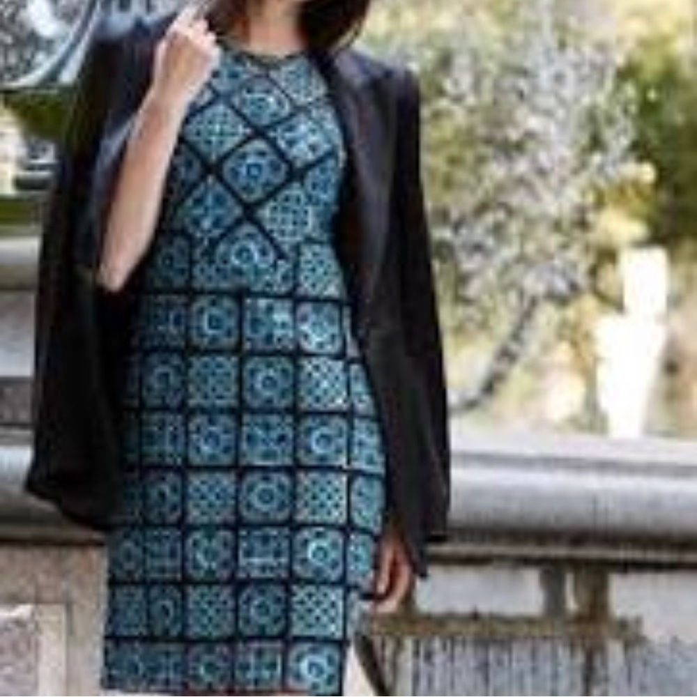 Elie Tahari Mosaic Tile Sleeveless Sheath Dress